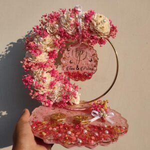 8 Inch Resin Engagement Ring Platter with Detachable | Handmade Decorative Tray for Roka, Wedding, Engagement Ceremony