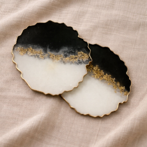 LUXURY BLACK & GOLD RESIN COASTERS